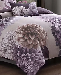 Bebejan Dahlia Bedding 100% Cotton Sateen 5 Piece Queen Size Reversible Comforter Set
