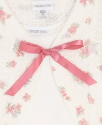 Rare Editions Girls' 7-12 Floral Printed Cardigan and Cami, 2-Piece Set