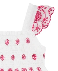 Rare Editions Girls' 2T-6X Cotton Eyelet Flutter-Sleeve Dress