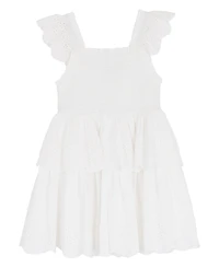 Rare Editions Girls' 7-16 Eyelet Flutter Sleeve Square Neck Dress