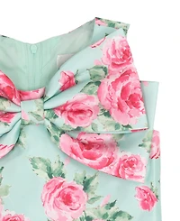 Rare Editions Girls' 2T-6X Printed Mikado Round Neck Bow Dress