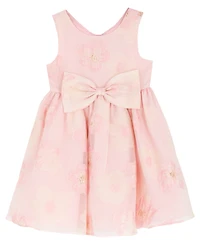Rare Editions Girls' 2T-6X Floral Burnout Round Neck Dress