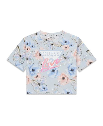 Guess Girls' 7-16 Printed Round Neck T-Shirt