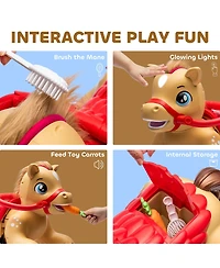 Qaba 12V Ride On Horse Toy, Battery Powe Ride on Toy with Sound,