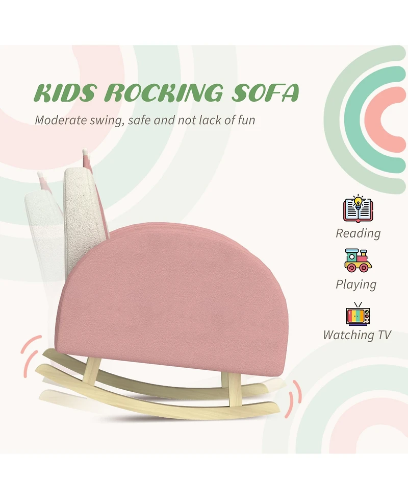 Jujabu Kids Rocking Chair Princess Crown Toddler Chair Armchair Rocker with Rainbow Backrest for Bedroom Playroom Pink