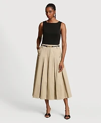Avec Les Filles Women's Release Pleat Skirt Combo Dress