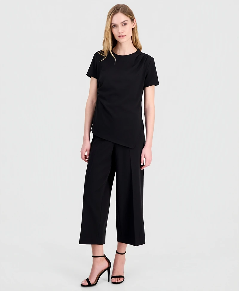 Anne Klein Women's Draped-Front Short-Sleeve Top