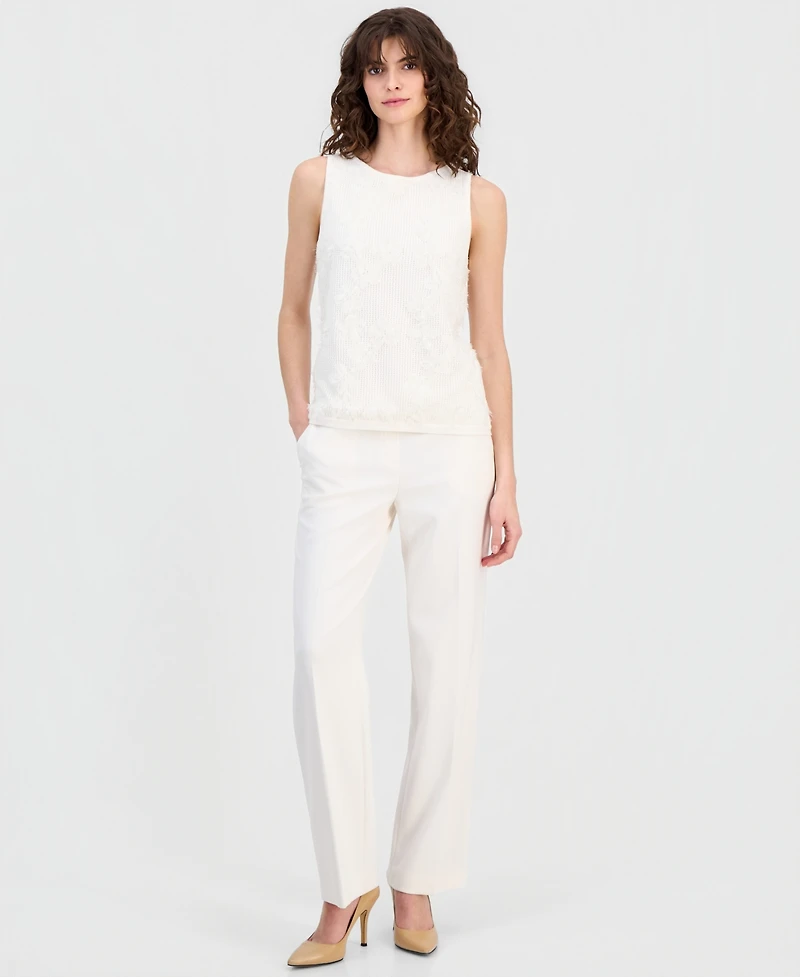 Anne Klein Women's Floral-Applique Sleeveless Tank Sweater