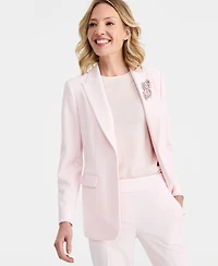 Anne Klein Women's Rhinestone-Brooch One-Button Blazer