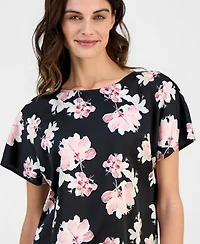 Anne Klein Women's Printed Boat-Neck Short-Sleeve Top
