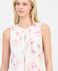 Anne Klein Women's Printed Pleated-Neck Sleeveless Top
