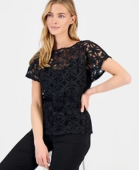 Anne Klein Women's Boat-Neck Ribbon-Soutache Top