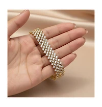 Sterling Silver 14K Gold Plated Clear Cubic Zirconia 4-Row Tennis Bracelet