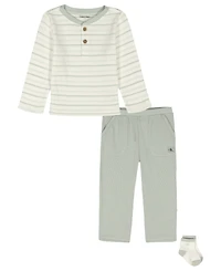 Calvin Klein Baby Boys' Striped T-Shirt, Pants and Socks, 3-Piece Set