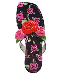 Betsey Johnson Women's Trenten Rose Jelly Square Toe Thong Sandals