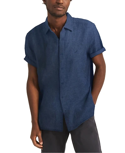 Nautica Men's Classic-Fit Solid Linen Short-Sleeve Shirt