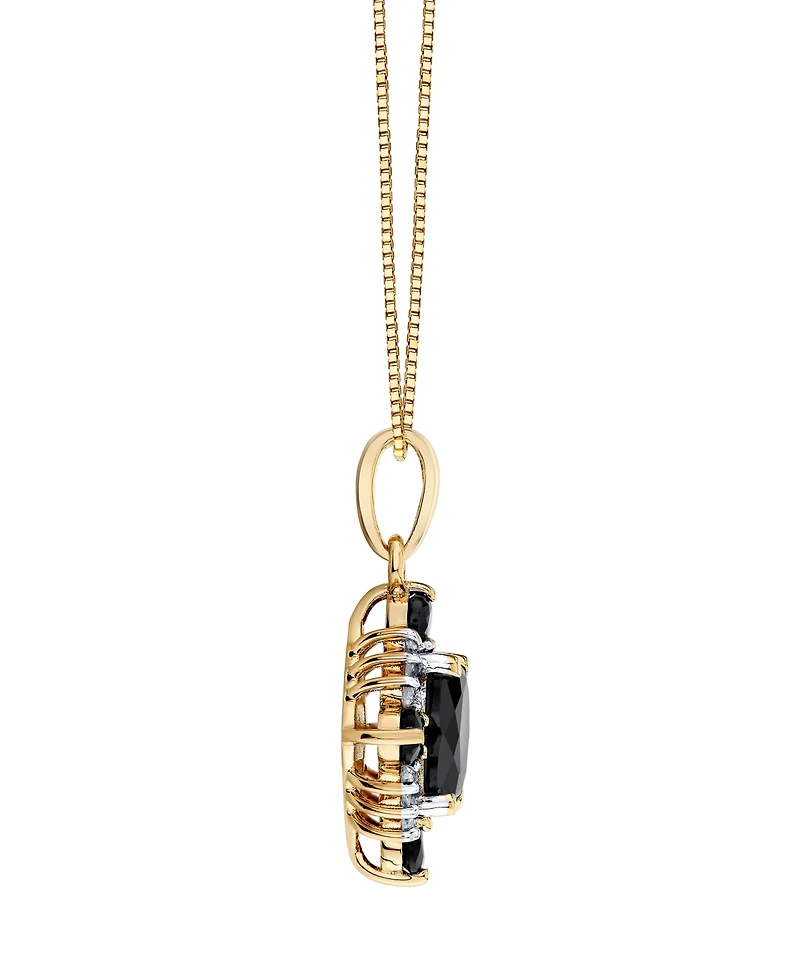 Macy's Onyx (1 ct. t.w.) & Diamond (1/10 ct. t.w.) Pendant Necklace in 10k Yellow Gold