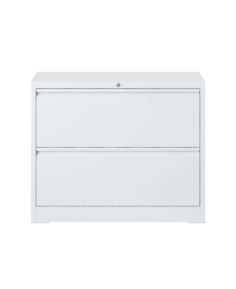 Boyel Living Lateral File Cabinet 2 Drawer, White Filing Cabinet with Lock, Locking Metal File Cabinet for Legal/Letter/A4/F4 Size
