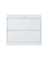 Boyel Living Lateral File Cabinet 2 Drawer, White Filing Cabinet with Lock, Locking Metal File Cabinet for Legal/Letter/A4/F4 Size