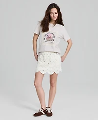 And Now This Women's Crochet-Trim Cotton T-Shirt, Macy's Exclusive