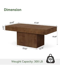 Tribesigns 47.24" Solid Wood Coffee Table for Living Room, Mid Century Modern Rectangle Center Cocktail Table, Walnut Brown