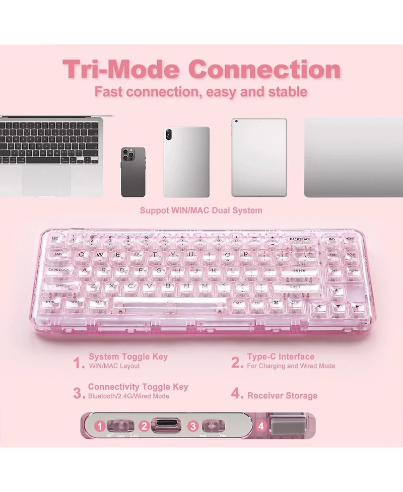 Lofree X71 Wireless Hot Swappable Transparent Mechanical Keyboard