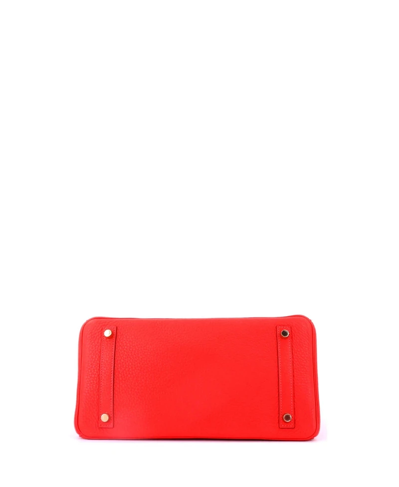 Pre-Owned HERMES Birkin 30 Handbag Red Clemence with Gold Hardware