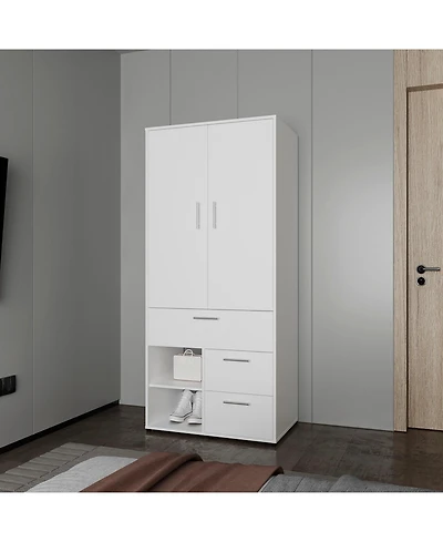 Fm Furniture Care Free Multi-Storage Wardrobe with Rod and Shelving