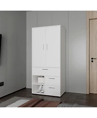 Fm Furniture Care Free Multi-Storage Wardrobe with Rod and Shelving