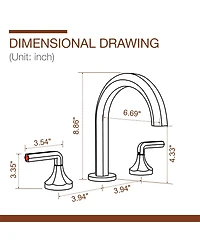 Boyel Living 8" Widespread Brass Bathroom Faucet with Double Handles & Lead-Free Hose