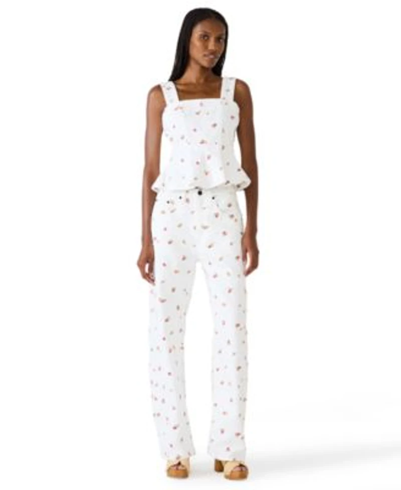 Steve Madden Womens Fiorella Square Neck Top Sydnee Barrel Jeans