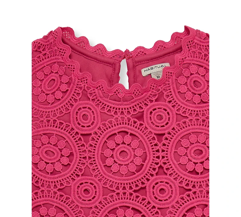 H by Habitual Girls' 7-16 Crochet Round Neck Top