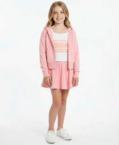 H by Habitual Girls' 7-16 Long-Sleeve Hoodie, Skort and Top, 3-Piece Set