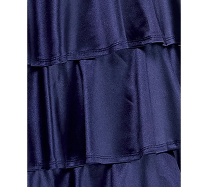 Emerald Sundae Juniors' V-Neck Tiered Skirt Gown