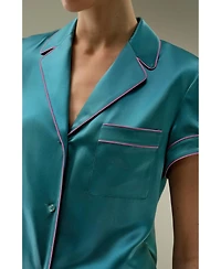 Lilysilk Women's Lsxes Contrast-Trimmed Silk Shirt