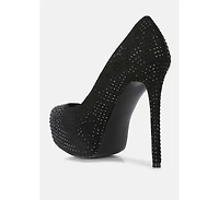 clarisse diamante faux suede high heeled pumps