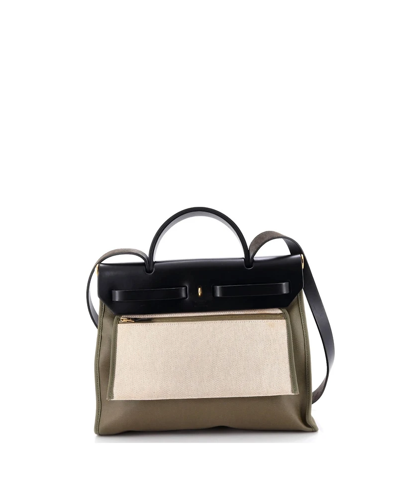 Pre-Owned Hermes Herbag Zip Leather and Toile
