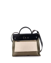 Pre-Owned Hermes Herbag Zip Leather and Toile