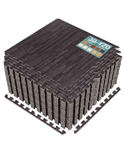 Sorbus Sq. Ft. Interlocking Eva Foam Wood Grain Floor Tiles 3/8-Inch Thick with Borders