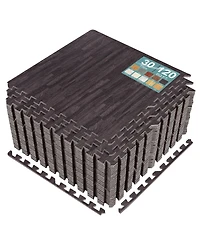 Sorbus Sq. Ft. Interlocking Eva Foam Wood Grain Floor Tiles 3/8-Inch Thick with Borders