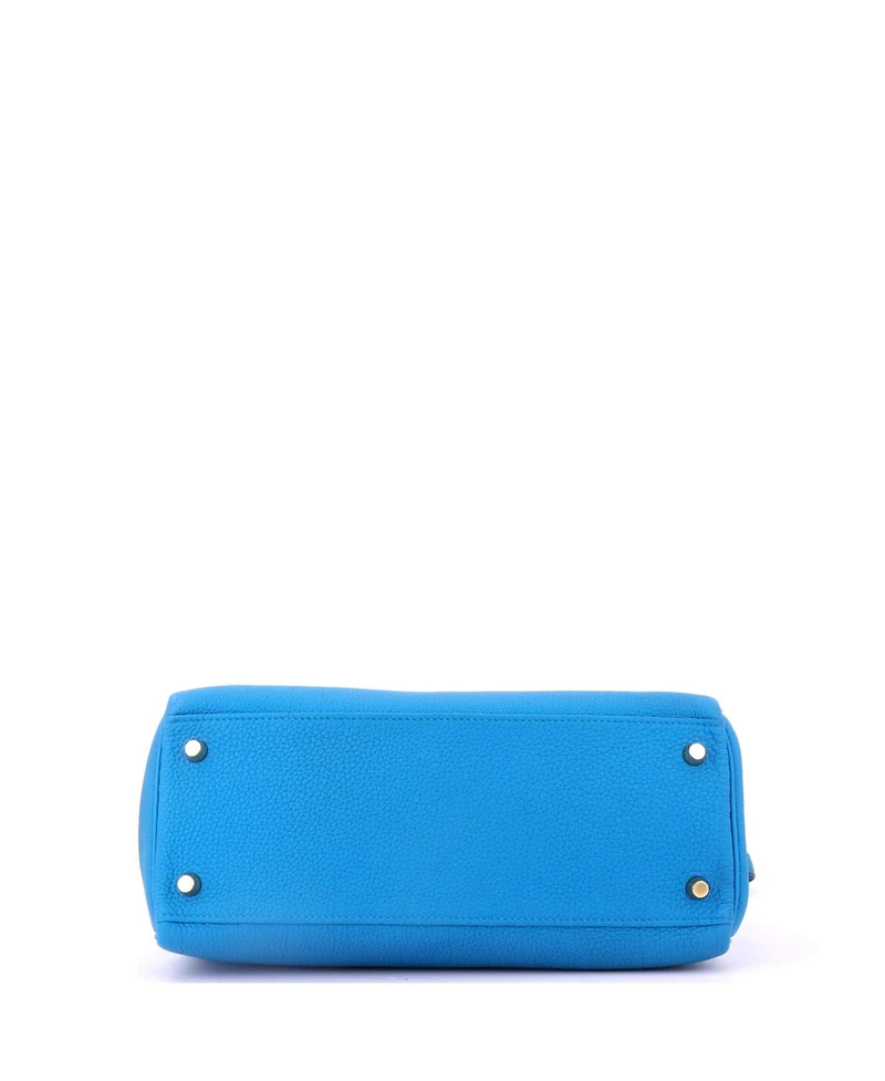 Pre-Owned HERMES Kelly Handbag Blue Togo with Gold Hardware