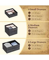 gaomon 48" Fabric Storage Chest, Steel Frame, Wood Top, Closet 15-Drawer Modern Tall Dresser