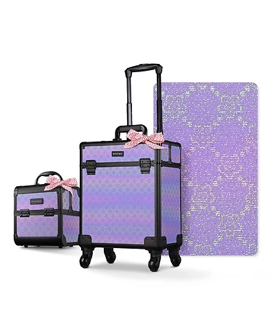 Byootique 2-Piece Makeup Train Case Cosmetic Organizer Kit Pure ForgetMeNot