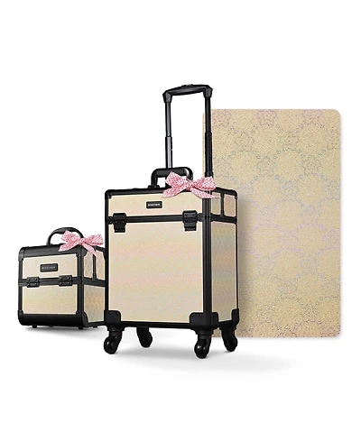 Byootique 2-Piece Makeup Train Case Cosmetic Organizer Kit Pure ForgetMeNot