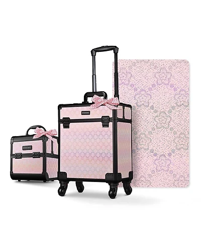 Byootique 2-Piece Makeup Train Case Cosmetic Organizer Kit Pure ForgetMeNot