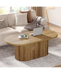 Tribesigns Oval Coffee Table, 47.2", Fluted Design