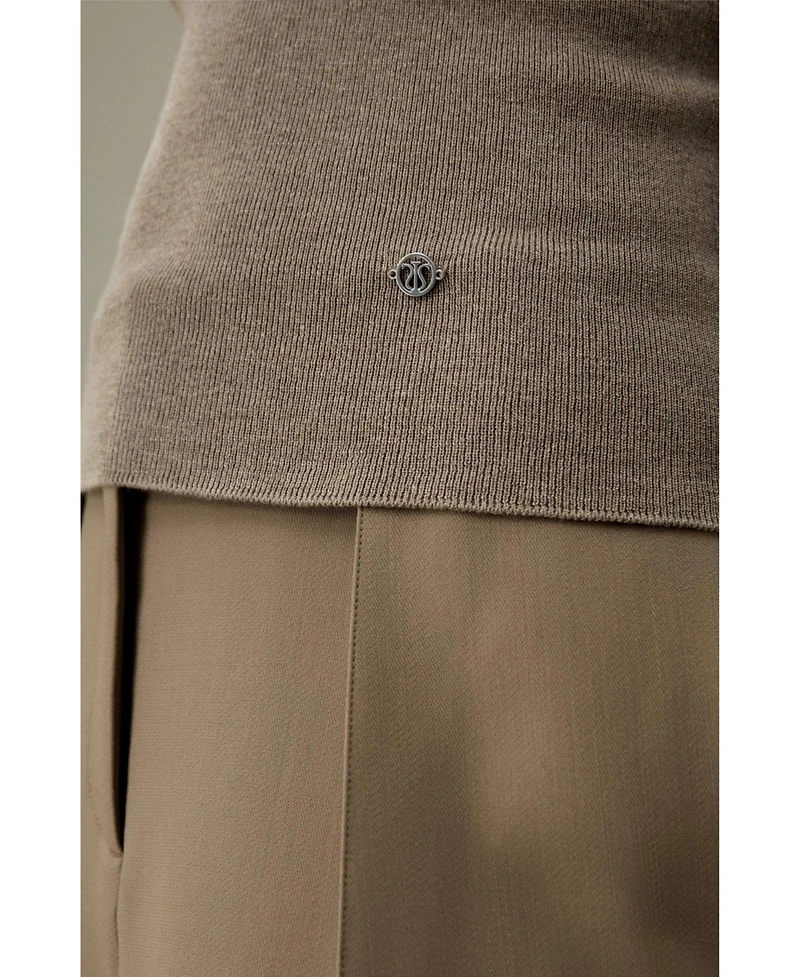 Lilysilk Women's Seamless Silk-Cashmere Blend Turtleneck Sweater