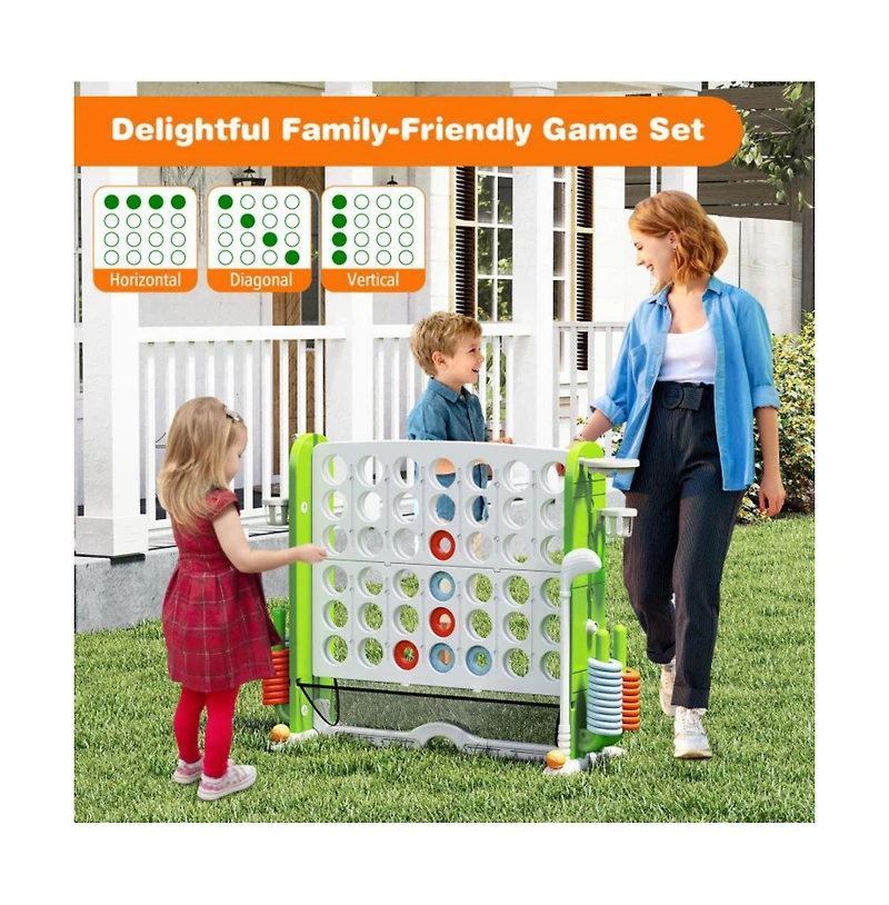 Hongge Giant Four Game Activity Set with Adjustable Height and Outdoor Family Play Features