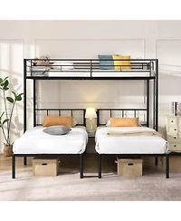 Boyel Living Twin Over Twin Over Twin Metal Triple Bunk Bed with Vertical Ladder and Safety Rails