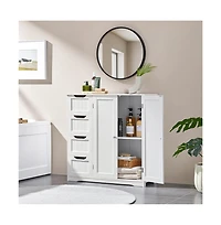 Yaheetech Bathroom Storage Cabinet with 4 Drawers and Double Doors